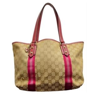 Gucci Charm Logo Monogram Brown-Fuschia-Pink Tote
